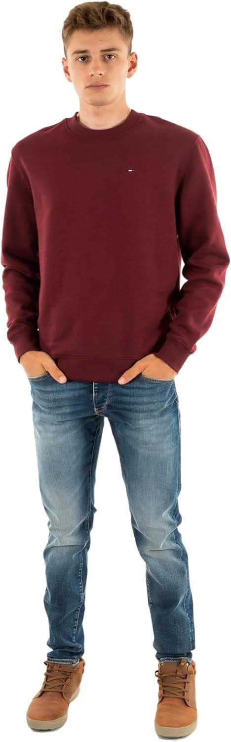 Detalle de Tommy Jeans men’s round neck regular fit flag fleece sweatshirt