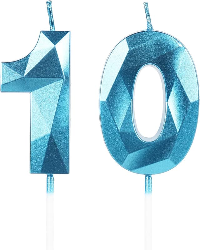 Detalle de Yiran 10th Birthday Number 10 Candle (Blue) for Cake