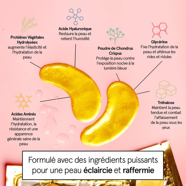Detalle de Grace & Stella Masque Yeux Primé en patch anti-cernes (48 paires, or) – gel hydratant vegan