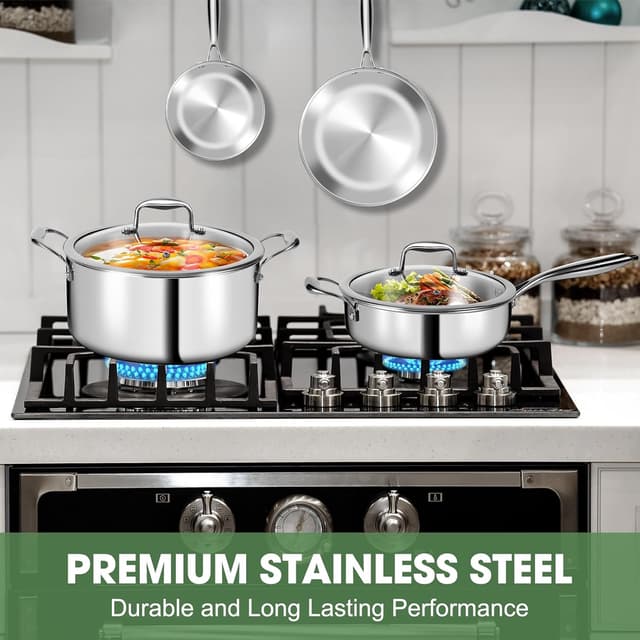 Detalle de 3-Ply Stainless Steel 11-Piece Cookware Set