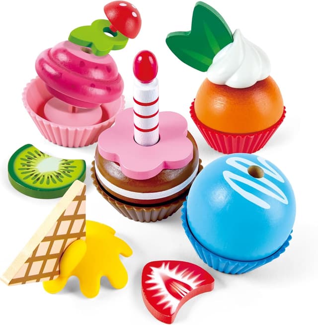 Detalle de Hape Cupcake: set creativo con topper colorati per creare dolcetti di fantasia