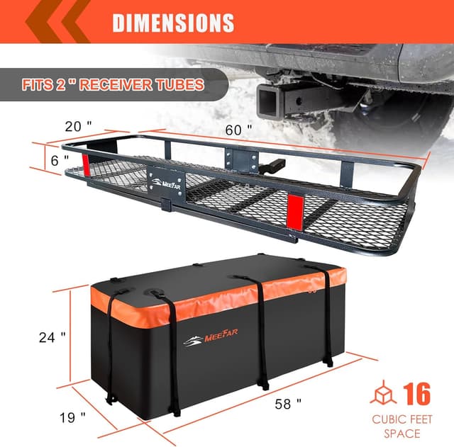 Detalle de MeeFar 500 lb Hitch Cargo Carrier 60x20