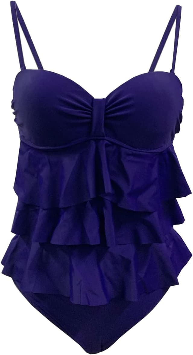 Detalle de Rayson costume da bagno donna intero retro tankini push up con volant e controllo addominale