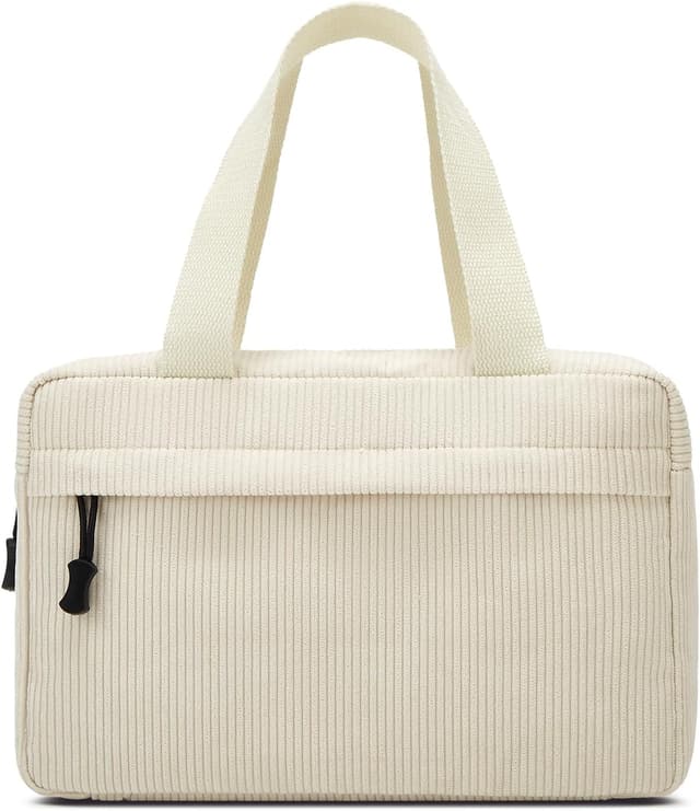 Detalle 2 de Jiliyote große Kosmetiktasche aus Cord (30 × 20 × 10 cm) mit 4 Innenfächern und Fronttaschen