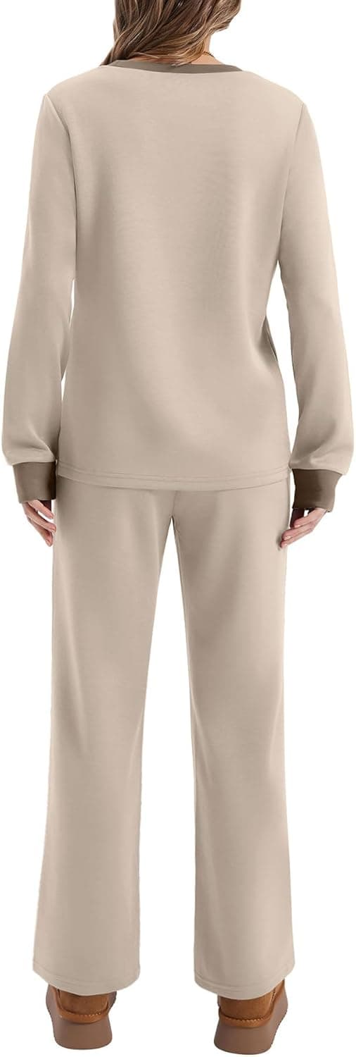 Detalle de WIHOLL Women’s 2-Piece Lounge Set (Sweatsuit Tracksuit) for Travel & Everyday Comfort