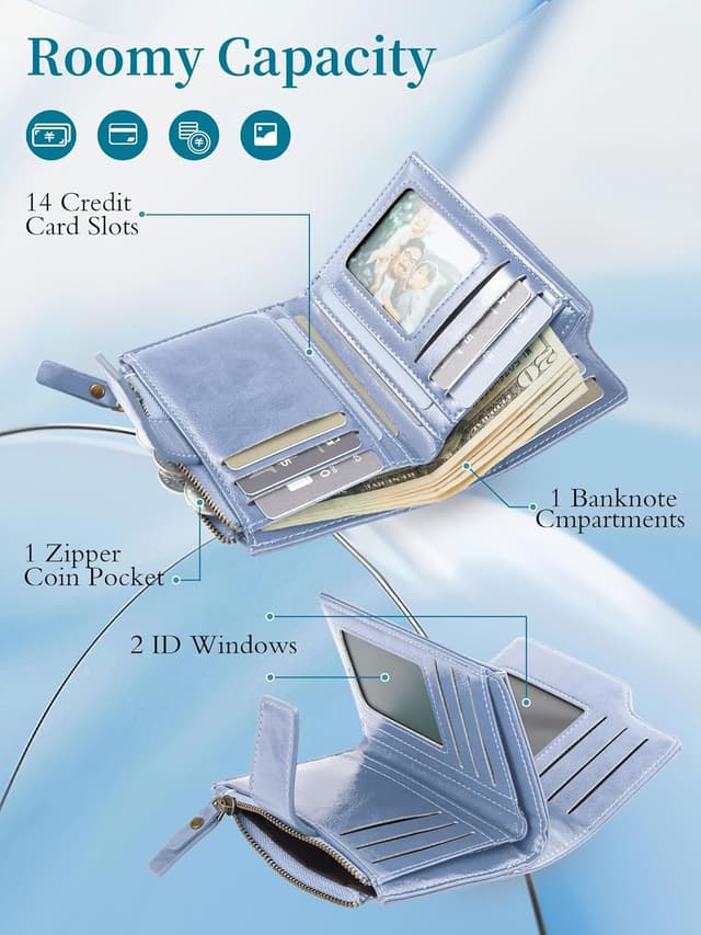 Detalle 2 de GSG Portefeuille RFID bleu clair Bi Fold