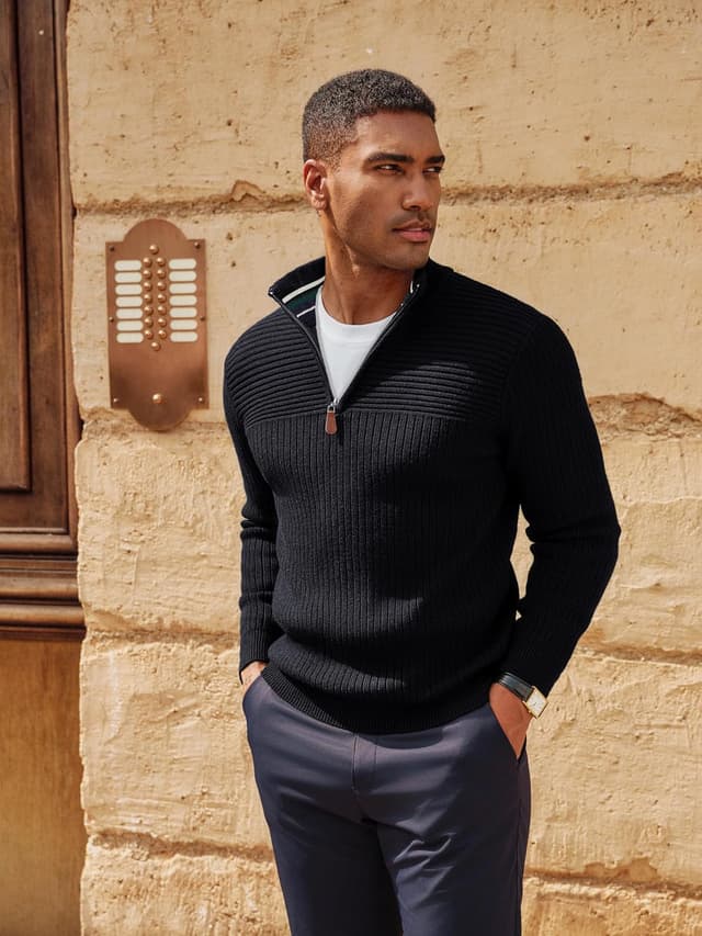 Thumbnail 1 de PJ PAUL JONES Maglione con zip 1/4 e scollo a V