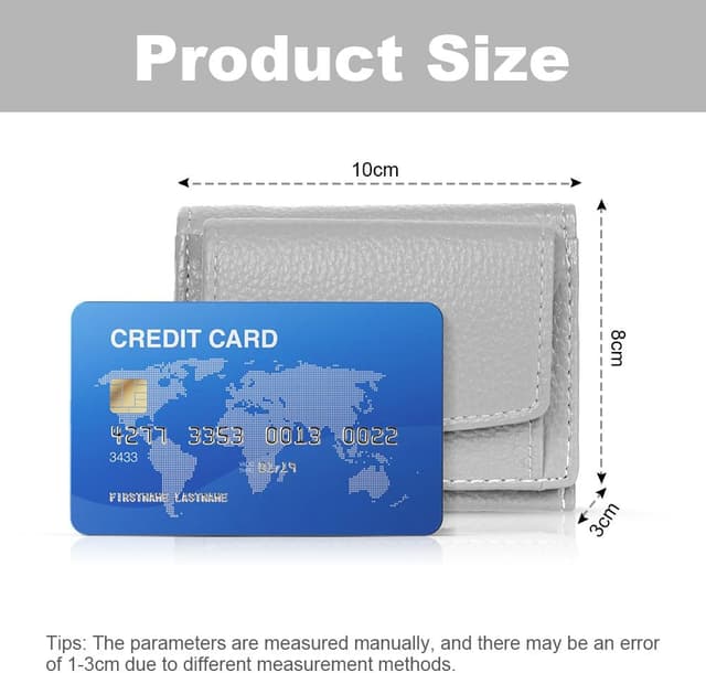 Detalle 2 de Aucuu portafoglio donna piccolo in pelle con portamonete e RFID, pieghevole compatto