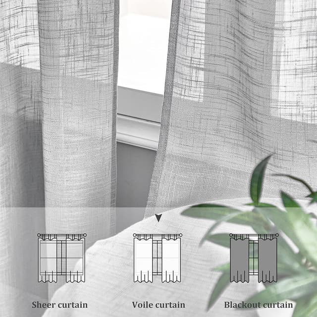 Thumbnail 4 de Topfinel Cortinas Cortas Efecto Lino para Ventanas Gris 🪟