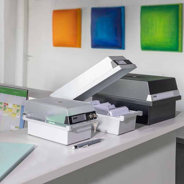 Detalle de Han 966-11 contenitore per schede archivio A6 (800 schede), grigio chiaro