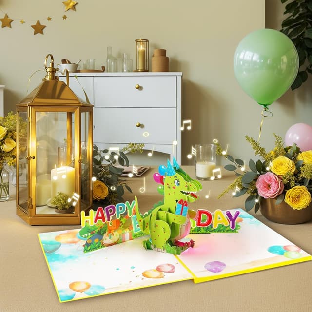 Thumbnail 2 de CNLITIHEKA Musical Dinosaur Birthday Card