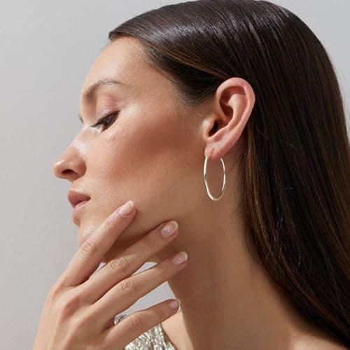 Detalle 2 de MOROTOLE pendientes de aro de plata de ley 925 grandes para mujer (según diámetro)