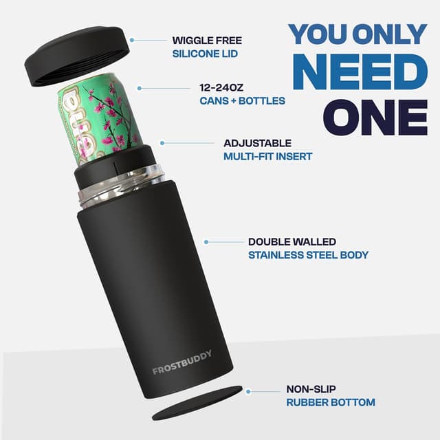 Detalle de Frost Buddy Universal Buddy XL Can Cooler (Burnt Titanium) for 12–24 oz Cans & Bottles