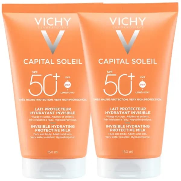 Detalle de Vichy Capital Soleil Leche Familiar SPF50+ (2x150 ml) para toda la familia