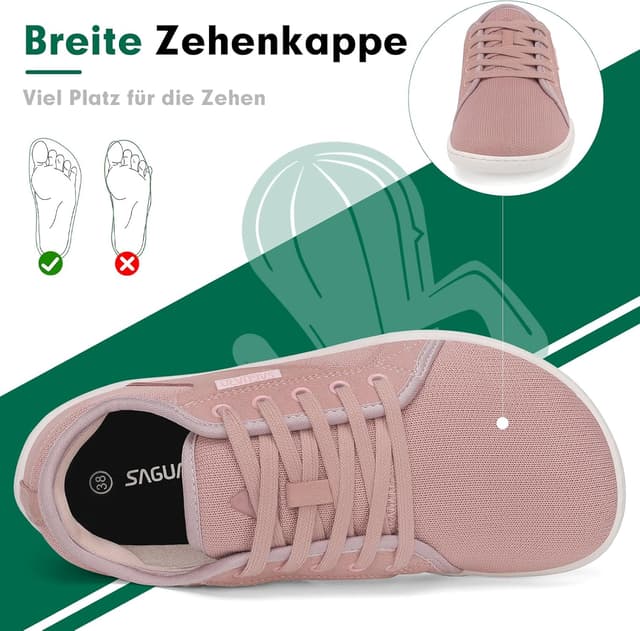 Detalle de SAGUARO Luck Ⅰ Unisex Barfußschuhe aus Strick mit breiter Zehenbox, Zero-Drop Sohle (Gr. 36–48)