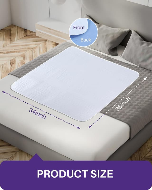 Detalle de Kekoy Reusable Incontinence Bed Sheets 2-Pack (34 x 36 inch) waterproof washable pads
