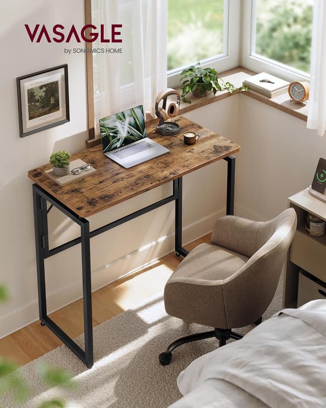 Detalle 2 de VASAGLE Klapptisch LWD151KD01 – kleiner Schreibtisch, klappbar mit 80 x 40 cm Tischplatte