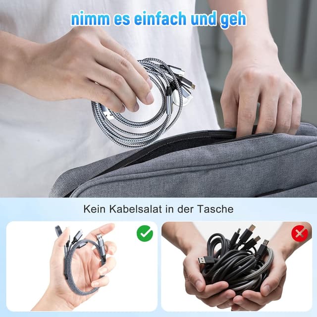 Detalle 2 de Multi 4‑in‑1 Ladekabel 1,2 m für iPhone, iPad, AirPods, Watch