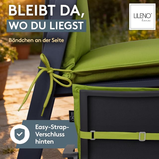 Detalle de LILENO HOME Sonnenliege Auflage MIA als 2er-Set (Apfelgrün) – Polster für Rollliege