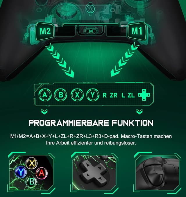 Detalle de GAMSINGY Switch Wireless Controller mit Motion-Steuerung, Dual-Motor-Vibration und Turbo/Makros
