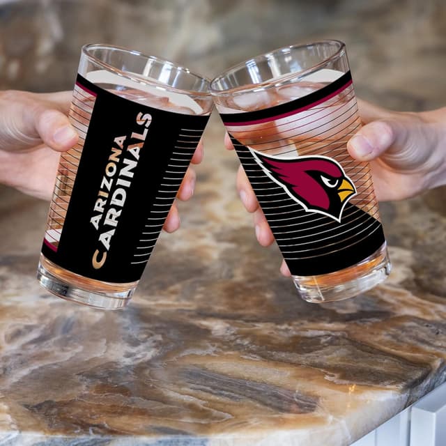 Detalle de Rico Industries NFL Football Main 16 oz Pint Glasses (Set of 2) with Digitally Printed Logo