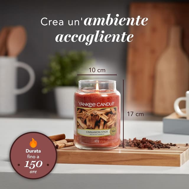 Detalle 2 de Yankee Candle Candela profumata in giara grande alla cannella (bastoncino di cannella) con durata fino a 150 ore