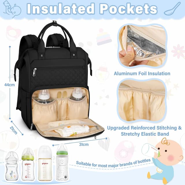 Thumbnail 3 de RAINSMORE Baby Changing Bag Backpack 31cm