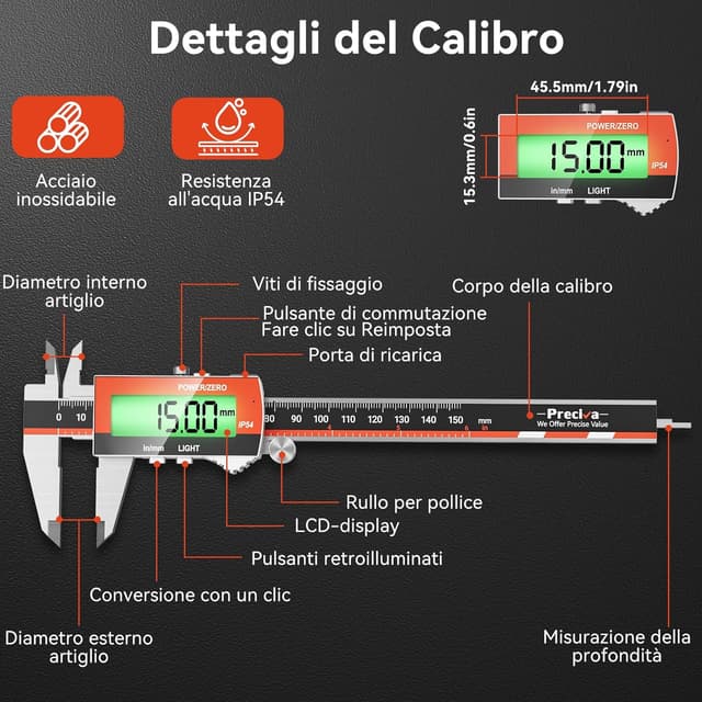 Thumbnail 5 de Preciva Calibro Digitale 150 mm 📏