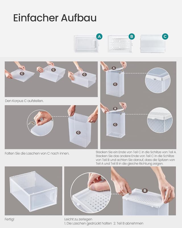 Thumbnail 6 de SONGMICS Schuhboxen-Set (18 Stück) LSP18SWT: faltbar, stapelbar & transparent für Schuhe bis Größe 44
