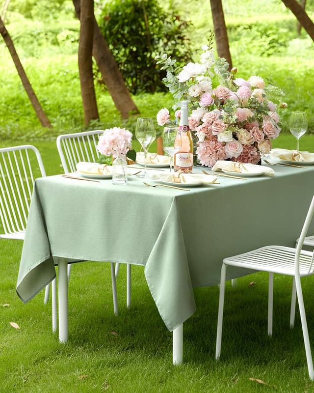 Thumbnail 6 de Pureegg Rectangle Linen Tablecloth (Waterproof & Stain Resistant, Wrinkle-Free) — Sage Green, 52 x 70 Inch