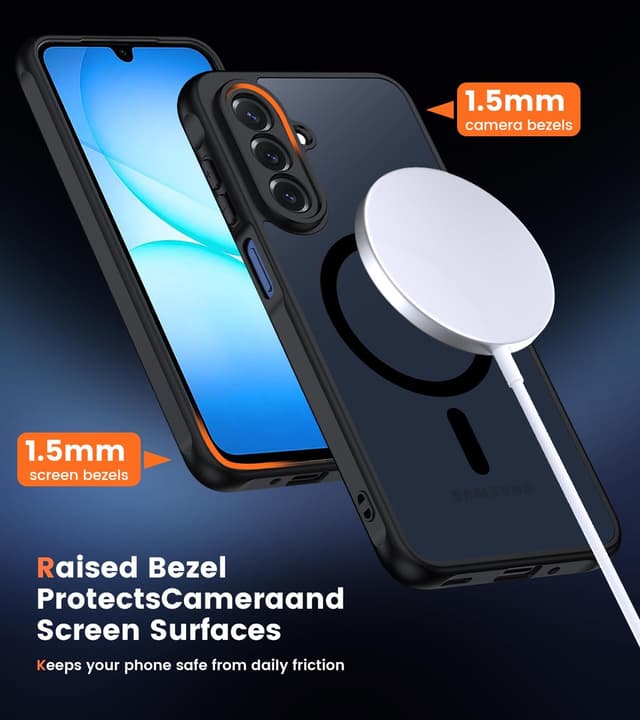 Detalle 2 de Yohii Cover magnetica con Mag-Safe per Samsung Galaxy A17 4G/5G e protezione fotocamera (con 2 vetri temperati), nero