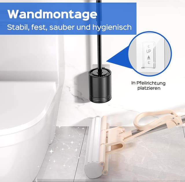 Thumbnail 2 de HAMITOR Klobürste Silikon Edelstahl Schwarz Wandmontage