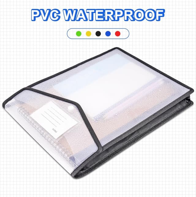 Detalle de Vicloon Sichttasche Dokumenten, 5er Set A4 (Blau/Gelb/Rot/Grün/Weiß) mit Druckknopf