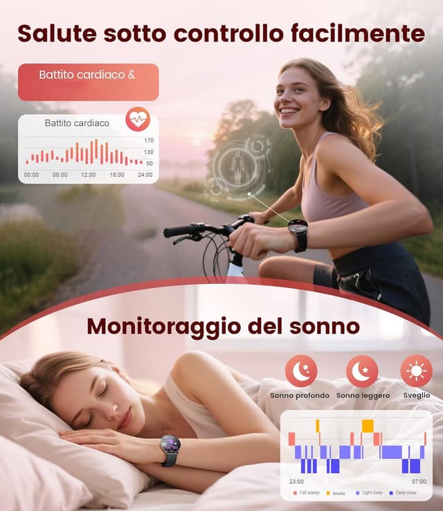 Detalle de LIGE Montre Connectée Femme 1,43" AMOLED (2 bracelets) : sport, appels et étanchéité IP68