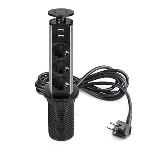 Imagen de Emuca Regleta encastrable vertical 3 enchufes + 2 USB en OfertitasTOP