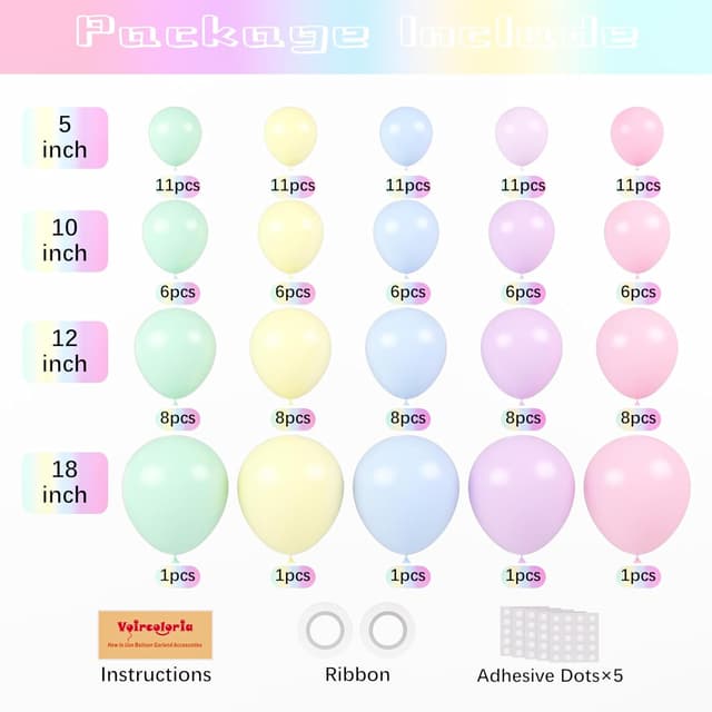 Thumbnail 1 de Voircoloria Kit 130 Pastel Balloons 130 🎈