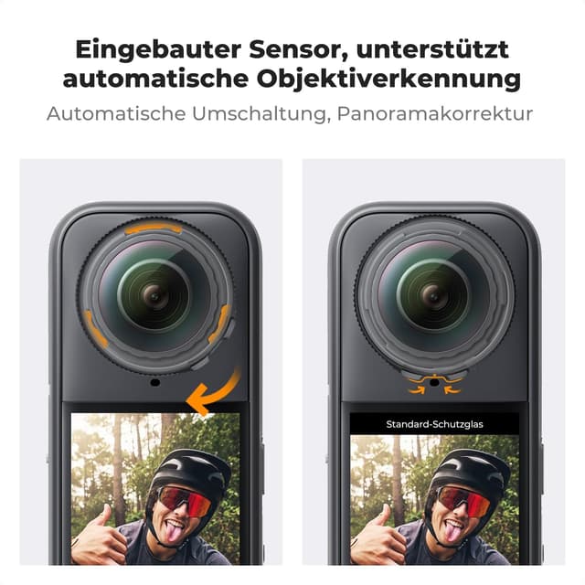Detalle de K&F CONCEPT Standard-Objektivschutz für Insta360 X5 – 9H, hochtransparent & kompatibel mit Lens-Protection-Modus