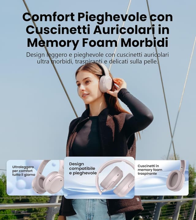 Thumbnail 6 de Edifier W820NB Plus Gen 2: cuffie wireless over-ear con ANC fino a -49 dB, LDAC e chiamate con IA (rosa fumoso)