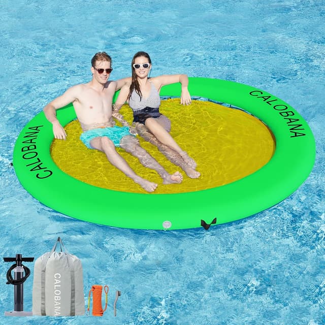 Detalle de CALOBANA 8ft Inflatable Round Water Hammock Floating Ring Dock Platform for Adults