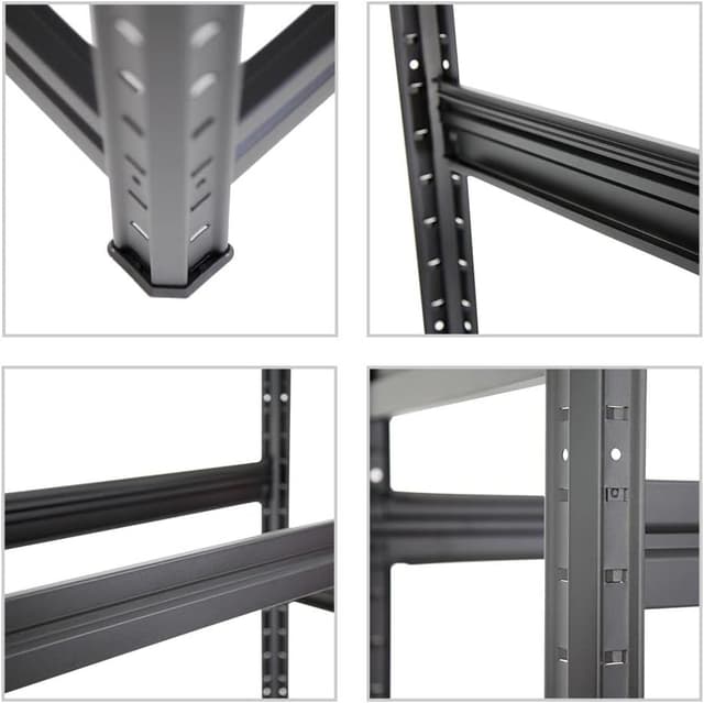 Detalle de PROREGAL Reifenregal Dino (180×120×50 cm) für bis zu 12 Reifen, Schwerlast-Fachlast 150 kg – Schwarz