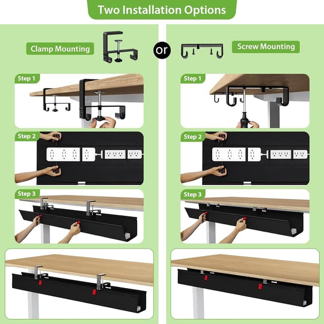 Detalle 2 de KEEGH Extra Large 48" Under Desk Cable Management Tray for Cord Hiders
