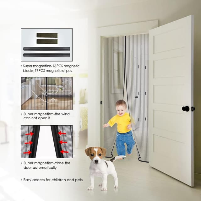 Detalle 2 de MYCARBON zanzariera magnetica 160x220 cm per porta a calamitŕ, porta-finestra
