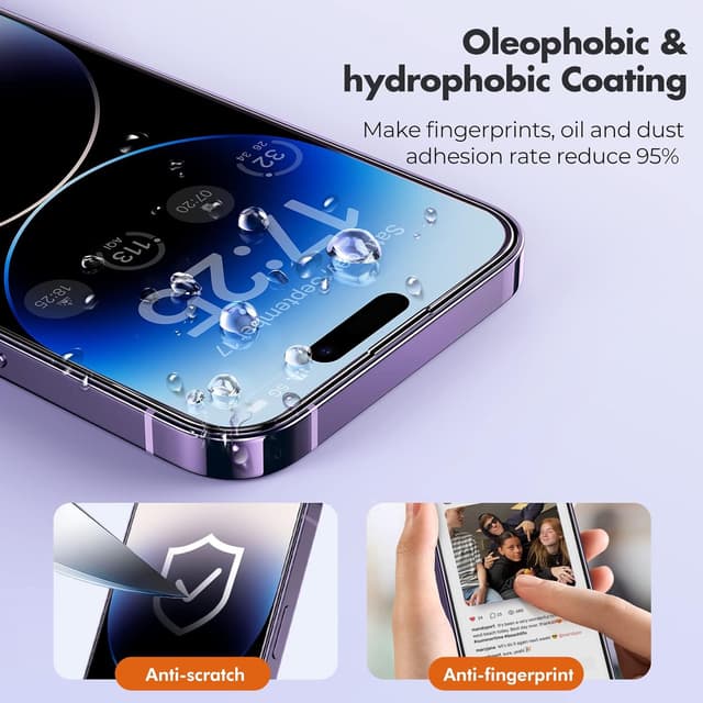 Detalle de UNBREAKcable Verre trempé 9H pour iPhone 14 Pro (lot de 3) avec cadre d’installation