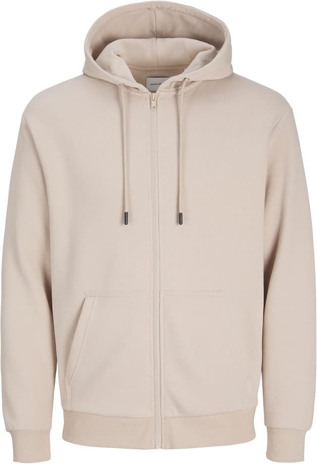 Detalle de JACK & JONES Herren Kapuzenjacke mit Reißverschluss – Relaxed Fit in einfarbig