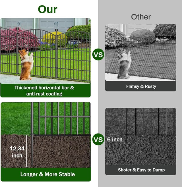 Thumbnail 2 de 10 Panels Decorative Garden Fence with Gate 32 in H x 23.6 ft L