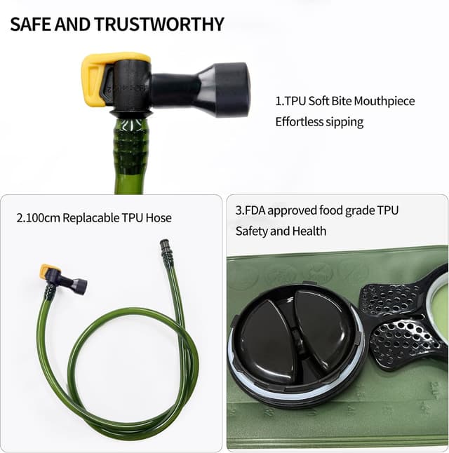 Detalle de Unigear Hydration Water Bladder Reservoir (BPA-Free, FDA Approved, Taste-Free) for Backpacking & Cycling