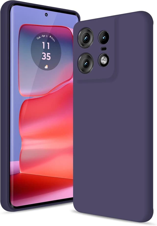 Detalle de Btstring Hülle für Moto Edge 50 Pro – Silikon-Case mit weichem Mikrofaserfutter (Lila)