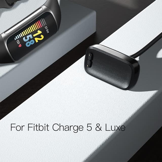 Detalle de TUCANA Charge Cable compatible with Fitbit Charge 6 / Charge 5 / Luxe – magnetic USB charging dock stand (1.6 ft, pack of 1)
