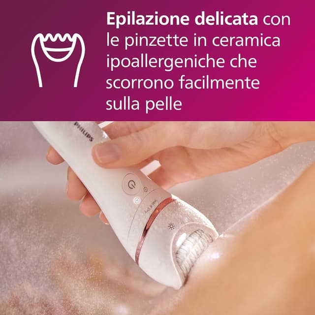 Detalle 2 de Philips Epilator Series 8000 BRE740/10 Wet & Dry cordless con 9 accessori per gambe e corpo