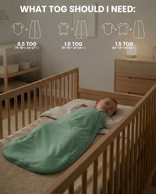 Detalle 2 de WYTbaby 2er Pack Baby-Schlafsäcke 1,5 Tog aus 100% Baumwolle (0–24 Monate)